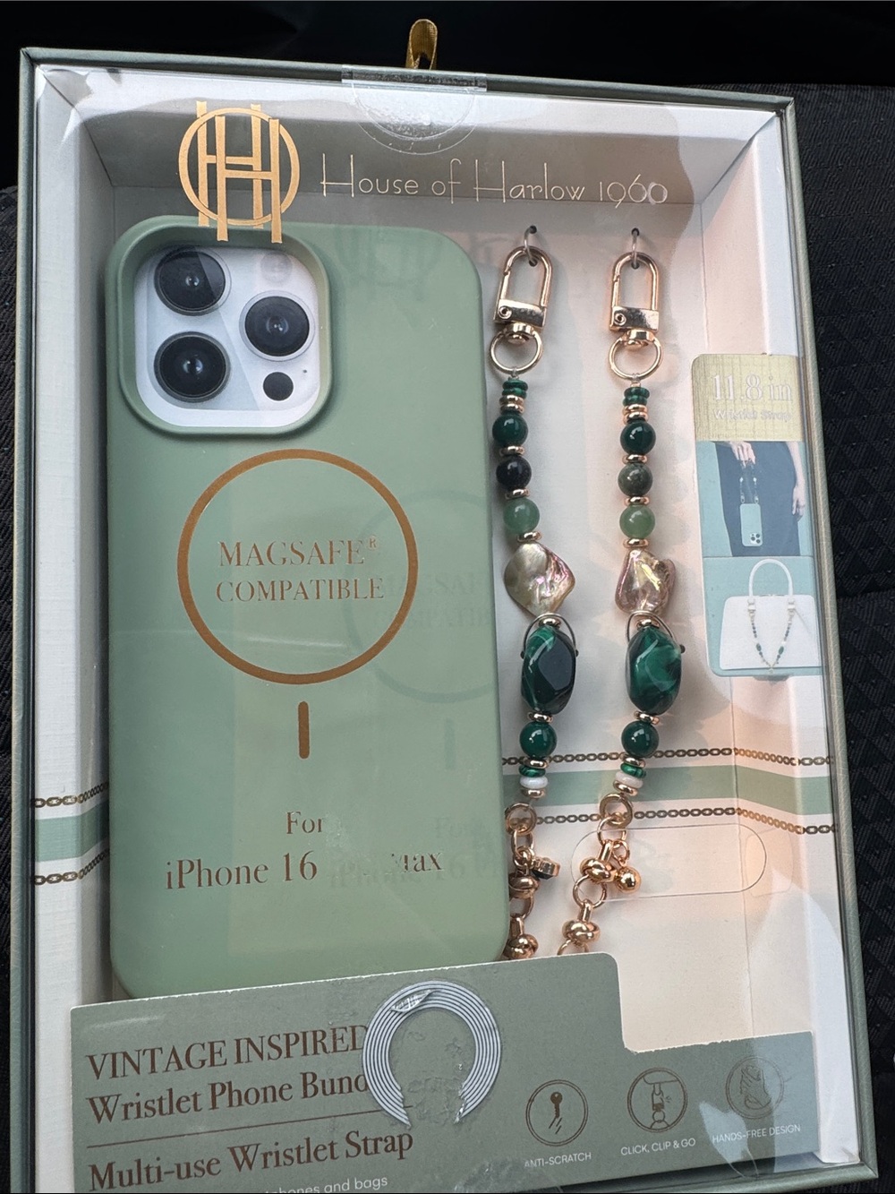 House of Harlow 1960 Mint Green iPhone 16 Pro Max Case with Beaded Wristlet